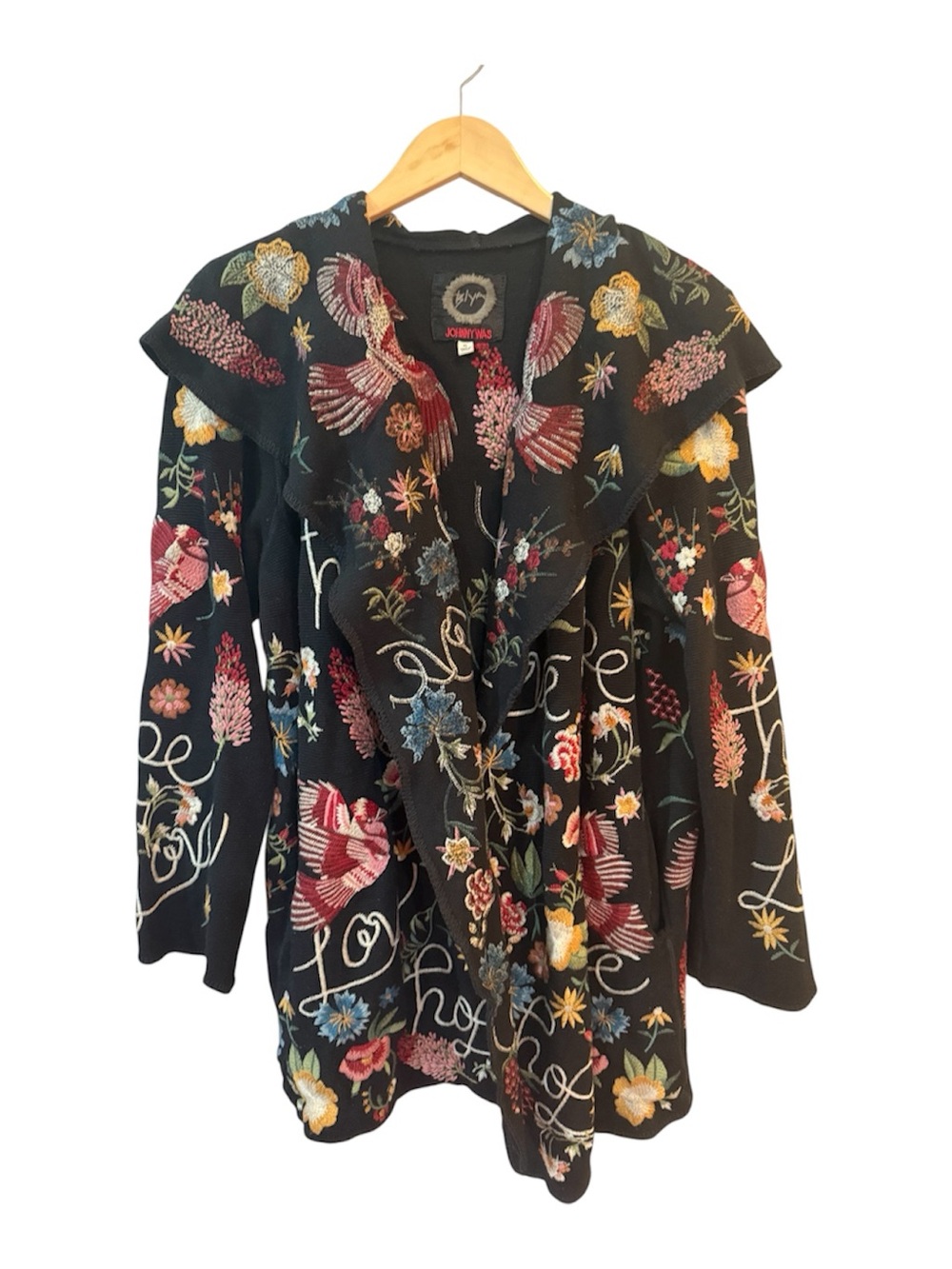 Johnny Was Rana Hooded Black Embroidered Cardigan XL - Picture 10 of 13
